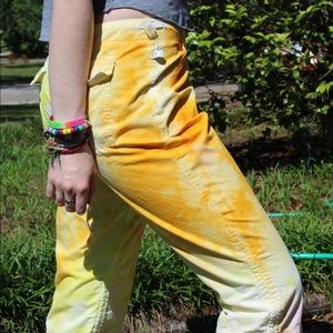 Yellow/Orange Tie Dye Capri Pants